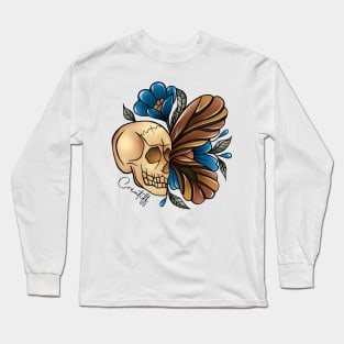 Blue Skull Butterfy Long Sleeve T-Shirt